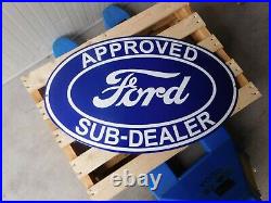 FORD Gas Gasoline Motor Oil Vintage Garage Porcelain Pump Sign Sub Dealer Shield