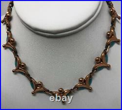 Fabulous Mid Century Modern Vintage Signed Matisse Blue Copper Enamel Necklace