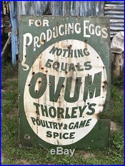 Fabulous Vintage Enamel Ovum Thorleys Sign