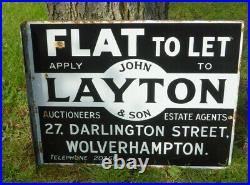 Flat to Let John Layton+Sons Vintage Original Double Sided Enamel Sign 1960's