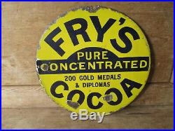 Fry's Cocoa enamel sign. Advertising sign. Kitchenalia. Enamel sign. Vintage sign