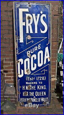 Fry's cocoa vintage1920's enamel advertising sign