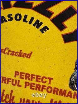 GRIZZLY GASOLINE USA Enamel Sign /Vintage Garage-Man Cave -American Classic car