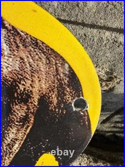 GRIZZLY GASOLINE USA Enamel Sign /Vintage Garage-Man Cave -American Classic car