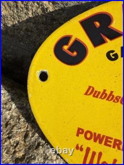 GRIZZLY GASOLINE USA Enamel Sign /Vintage Garage-Man Cave -American Classic car