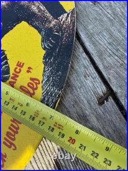 GRIZZLY GASOLINE USA Enamel Sign /Vintage Garage-Man Cave -American Classic car