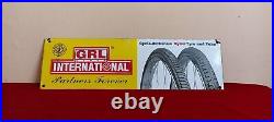 GRL International Tyres Vintage Old Advt Tin Enamel Porcelain Sign Board E48