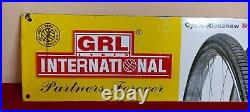 GRL International Tyres Vintage Old Advt Tin Enamel Porcelain Sign Board E48