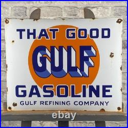 GULF Enamel Sign 19.7x15.7 (50x40cm) Nice Rare Gasoline Vintage Wall Decoration