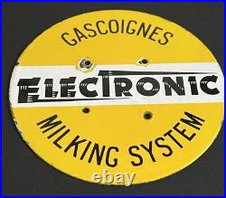 Gascoignes Electronic Milking System Vintage Agriculture Enamel Porcelain Sign