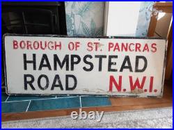 Genuine Enamel London Street Sign Hampstead Road NW1 Borough of St Pancras Genuine Enamel London Street Sign Hampstead Road NW1 Borough of St Pancras