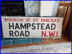 Genuine Enamel London Street Sign Hampstead Road NW1 Borough of St Pancras Genuine Enamel London Street Sign Hampstead Road NW1 Borough of St Pancras