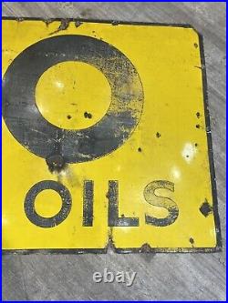Genuine Enamel Sign Classic Oils Vintage Sign Oil Yellow (Half Of Sign)