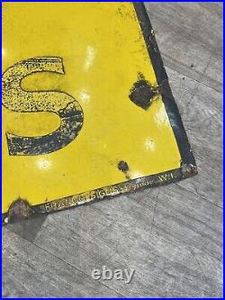 Genuine Enamel Sign Classic Oils Vintage Sign Oil Yellow (Half Of Sign)