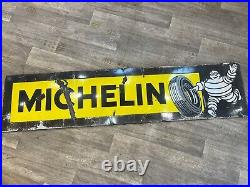 Genuine Enamel Sign Michelin Vintage Sign Tyres Michelin Man Yellow