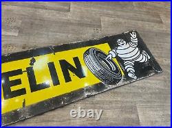 Genuine Enamel Sign Michelin Vintage Sign Tyres Michelin Man Yellow