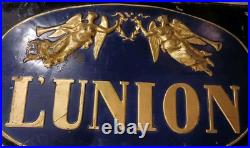 Genuine French Vintage Enamelled Tin Sign. L'Union D'Assurances. Lovely Patina