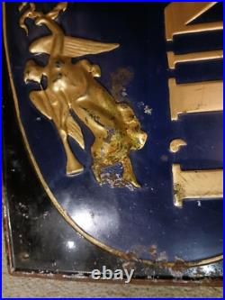 Genuine French Vintage Enamelled Tin Sign. L'Union D'Assurances. Lovely Patina