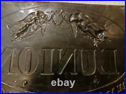 Genuine French Vintage Enamelled Tin Sign. L'Union D'Assurances. Lovely Patina