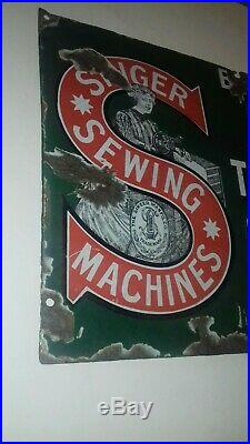 Genuine Old Vintage Enamel Advertising Sign, Singer Sewing Machines Kettering