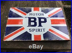 Genuine Original Antique Vintage BP British Petroleum Union Jack Enamel Sign