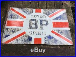 Genuine Original Antique Vintage BP British Petroleum Union Jack Enamel Sign