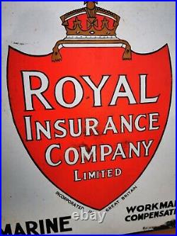 Genuine Original Enamel Sign Royal Insurance Co Ltd Life Fire Marine Rare