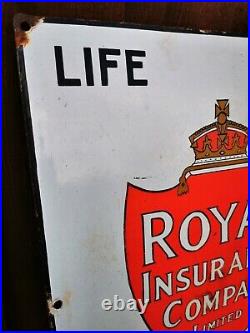 Genuine Original Enamel Sign Royal Insurance Co Rare