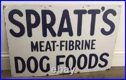 Genuine, Rare Vintage Spratt's Dog Foods /'Bruton, Palmers Green' Enamel Sign