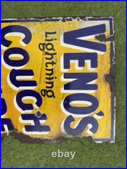 Genuine Venos Cough Cure Enamel Soon Advertising Collectible Vintage