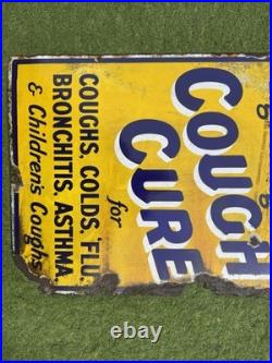 Genuine Venos Cough Cure Enamel Soon Advertising Collectible Vintage