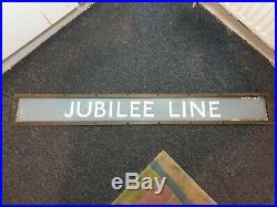 Genuine Vintage Big Enamelled Steel Station Sign & Original Carrier Jubilee Line