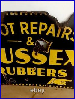 Genuine, Vintage'Boot Repairs & Sussex Rubbers' Double Sided Enamel Sign