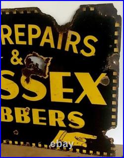 Genuine, Vintage'Boot Repairs & Sussex Rubbers' Double Sided Enamel Sign