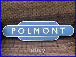 Genuine Vintage Br (sc) Polmont Enamel Station Totem Sign