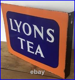 Genuine, Vintage, Double Sided Lyons Tea Enamel Advertising Sign
