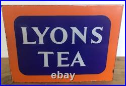 Genuine, Vintage, Double Sided Lyons Tea Enamel Advertising Sign