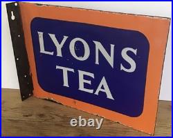 Genuine, Vintage, Double Sided Lyons Tea Enamel Advertising Sign