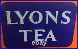 Genuine, Vintage, Double Sided Lyons Tea Enamel Advertising Sign