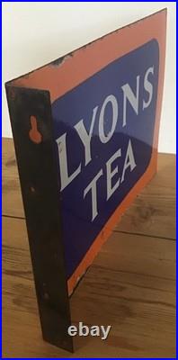 Genuine, Vintage, Double Sided Lyons Tea Enamel Advertising Sign