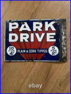 Genuine, Vintage, Double Sided'Park Drive' Enamel Advertising Sign