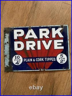 Genuine, Vintage, Double Sided'Park Drive' Enamel Advertising Sign