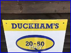 Genuine Vintage Duckhams 20-50 Motor Oil Thermometer Enamel Sign 36 x 13