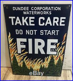 Genuine Vintage Dunbee Corporation Waterworks Do Not Start A Fire Enamel Sign
