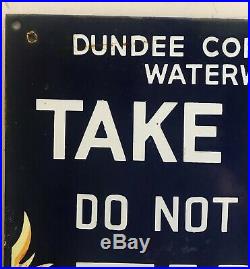Genuine Vintage Dunbee Corporation Waterworks Do Not Start A Fire Enamel Sign