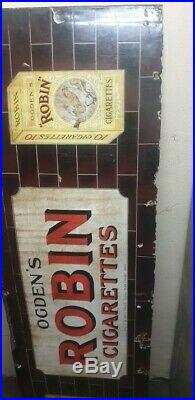 Genuine Vintage Enamel Ogden's Robin Cigarettes Sign, Good Condition For Age