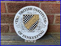 Genuine Vintage Enamel Pub Wall Sign Plaque The British institute of Inn Keeping