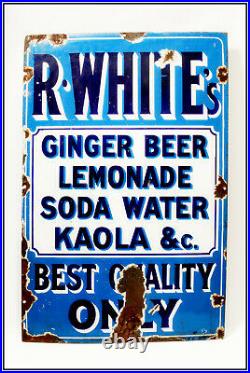 ++ Genuine Vintage Enamel R. White's Advertising Sign 20 in x 30 in ++