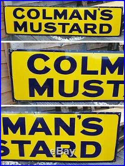 Genuine Vintage Large Colman's Mustard Enamel Sign 158cm x 41cm