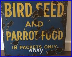 Genuine, Vintage Rare Spratt's Bird Seed & Parrot Food Enamel Advertising Sign